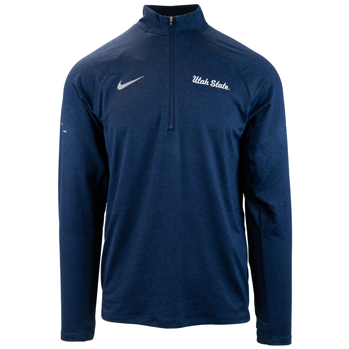 Men's Utah State Nike Embroidered 1/4-zip heathered navy